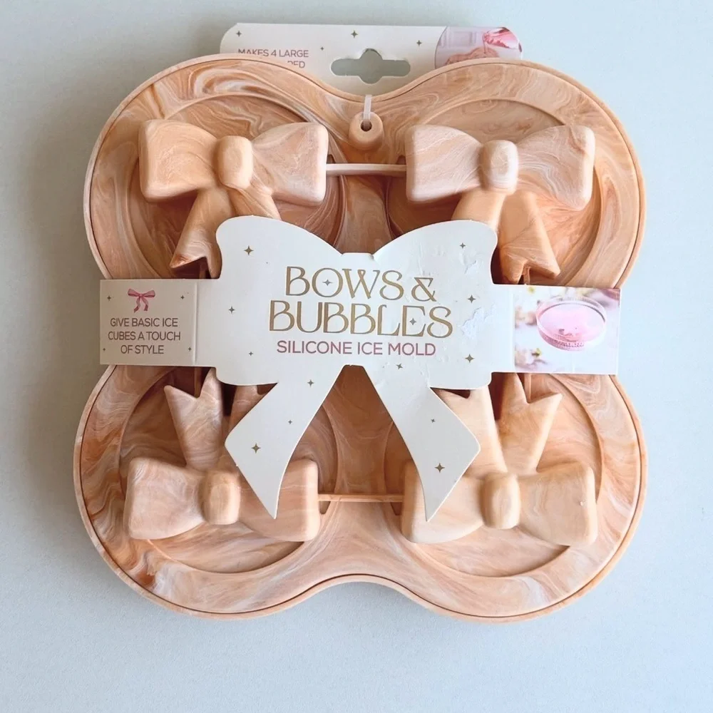Bows & Bubbles Silicone Ice Mold in Peach